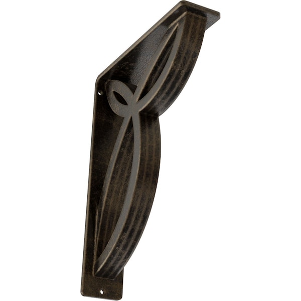 Ekena Millwork Versailles Wrought Iron Bracket, (Triple center brace), Antiqued Pale Gold 2"W x 7 1/2"D x 10"H BKTM02X07X10TVEAPG - main